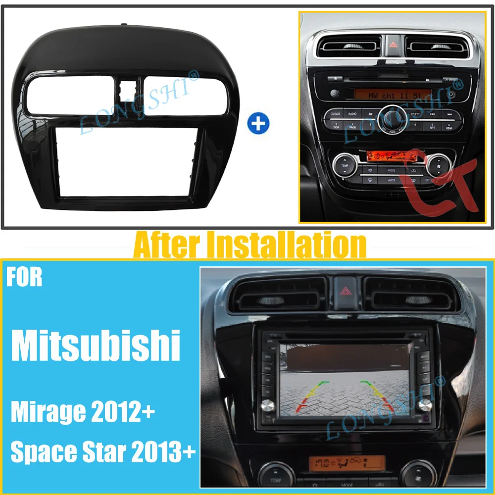 Двойной Din фасции Для Mitsubishi Mirage Space Star Attrage Радио стерео панель тире Монтажная Установка отделка комплект лицевая рамка 2di
