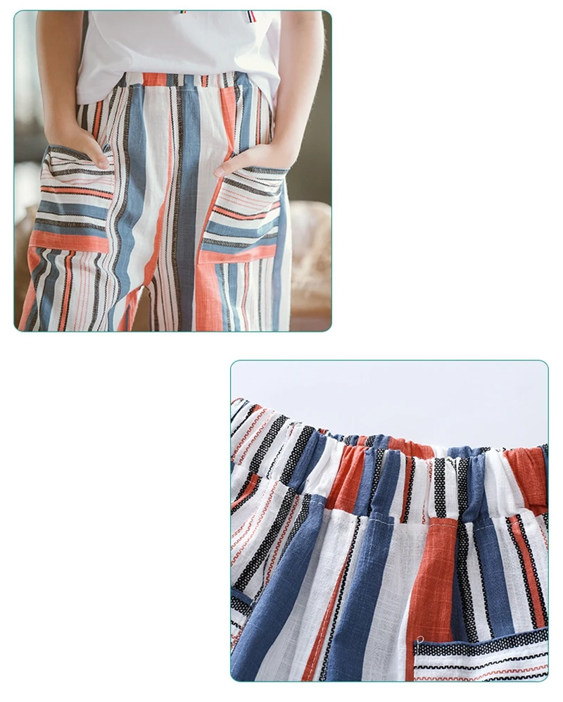 Летние костюмы для девочек комплект детской одежды одежда из хлопка и льна