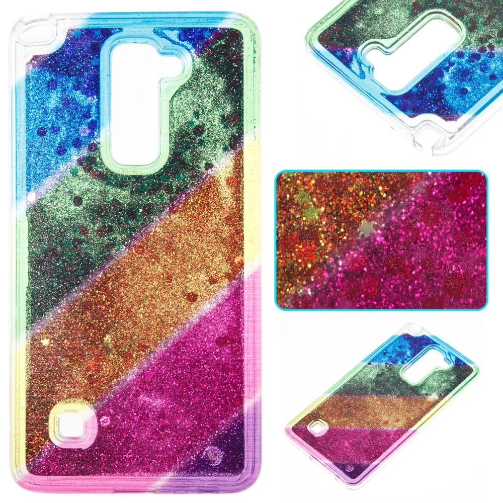 High Quality Soft Flash The Rainbow Series Glitter Dynamic Liquid Quicksand Phone Back Cover Case For LG LS775 |