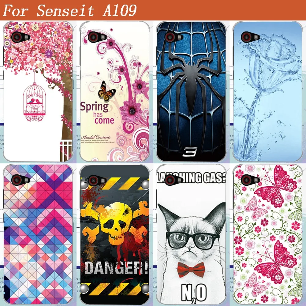 Senseit A109 Чехол DIY УФ живопись Цветной Стекло паук череп цветы Дизайн мягкий чехол TPU