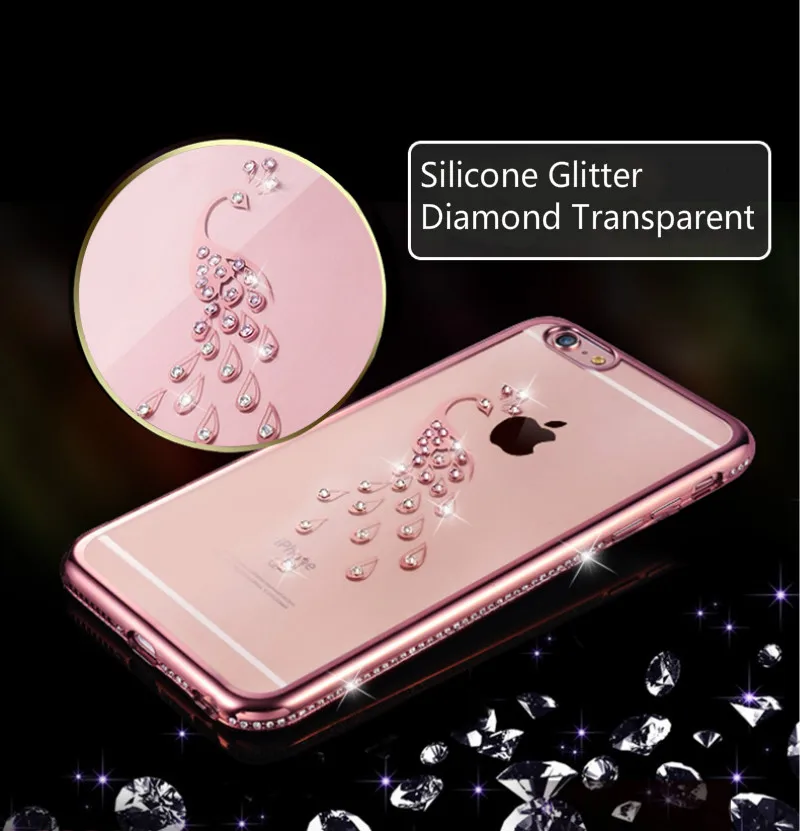 Новый силиконовый чехол со стразами для iPhone 6 6S / Plus блестящий милый роскошный с 3D