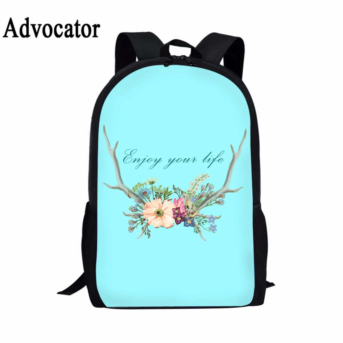 Advocator 3D Antler Flower Print Kids School Bags for Girls Teenage Floral Student Schoolbag Casual Children Book Bag Mochila