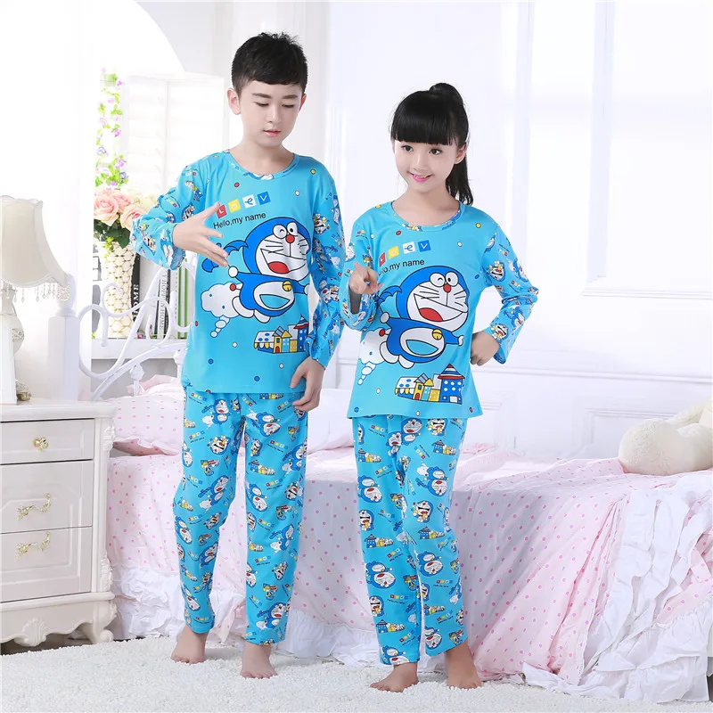 Мультфильм Печатных Дети Девушки Пижамы Устанавливает 2 шт./компл. С Длинным