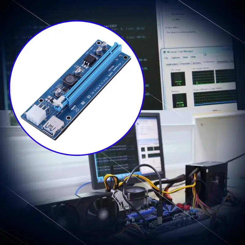 6pin стояк силовой проводки PCIE Riser USB3.0 PCI-E 1x до 16x удлинитель Riser Card для BTC Mining Antminer Litecoin Miner(только плата