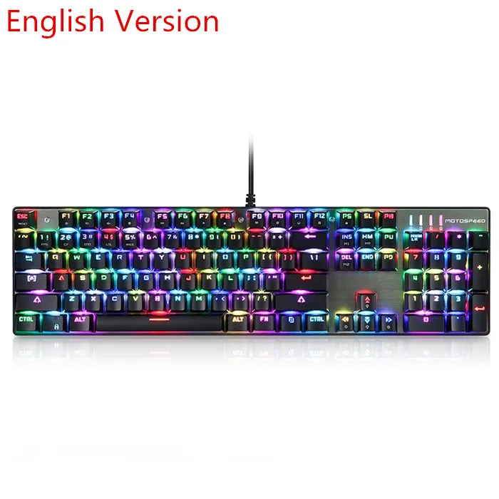 English Version MOTOSPEED CK104 русская английская механическая клавиатура с RGB подсветкой анти-ореолы игровая клавиатура для Teclado игровой компьютер - Цвет: English Version