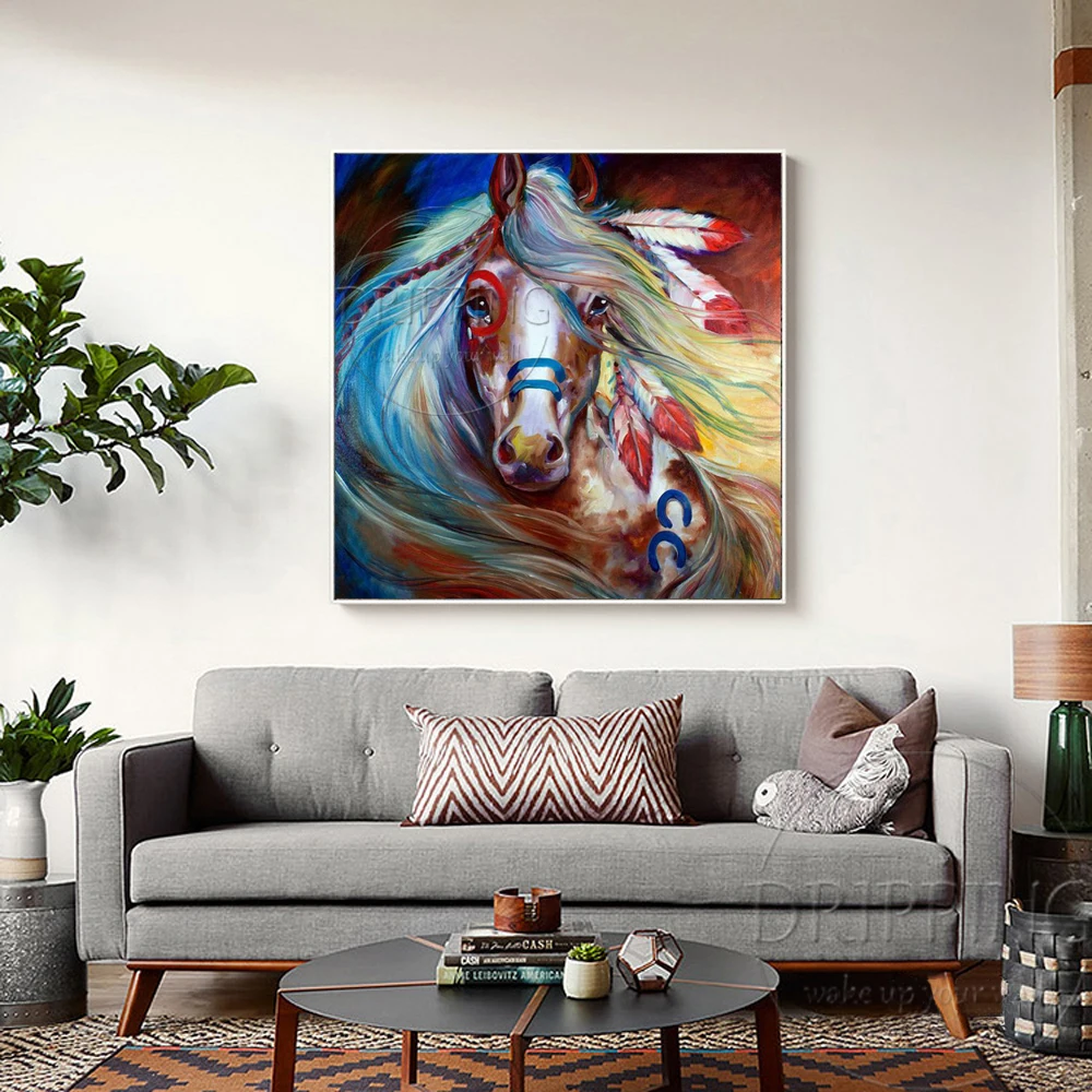 Художественная ручная работа высокое качество боевой конь картина маслом на