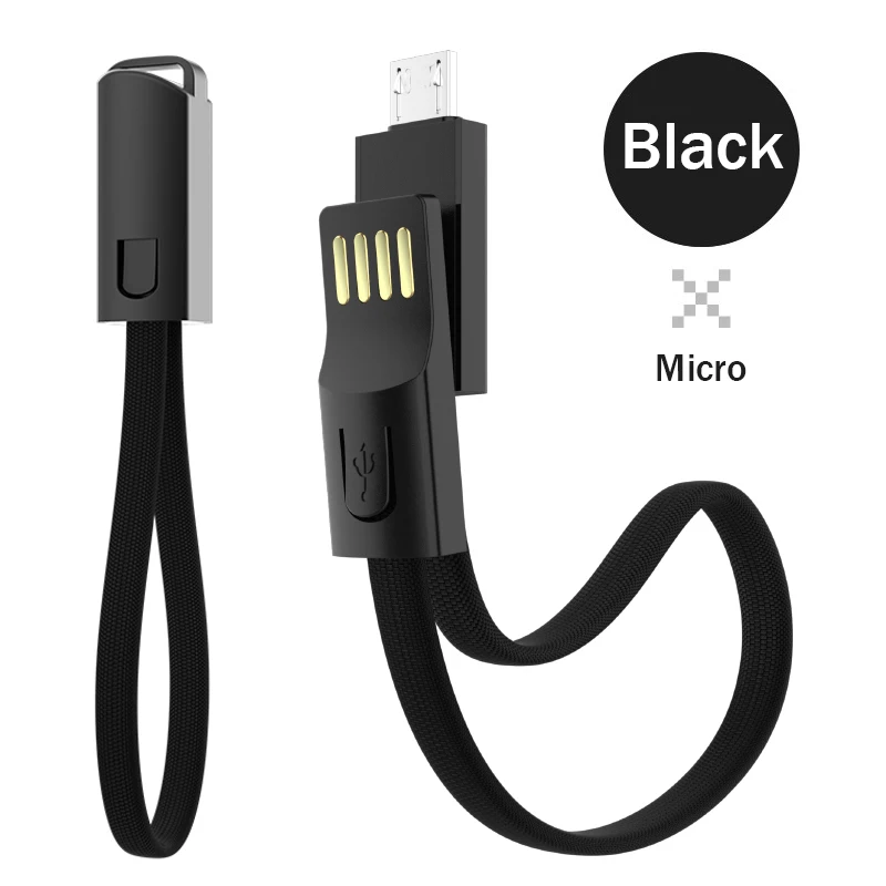 Black for Micro USB кабель для iOS 11 type C Android Быстрая зарядка многофункциональный кабель брелок шнур для передачи данных для iPhone samsung короткий USB кабель AD - Цвет: Black for Micro