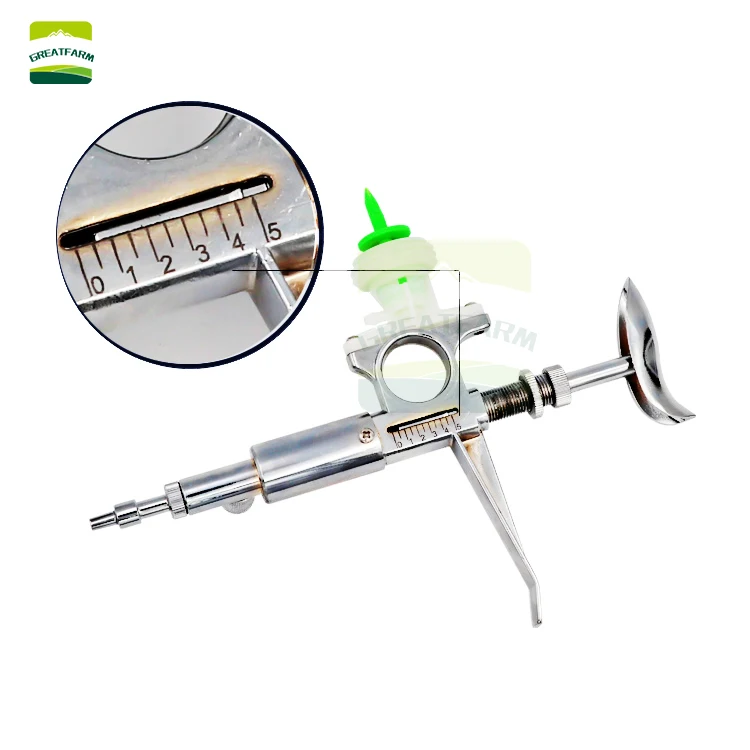 2ml/5ml continuous syringe Bottle handle design metal Stainless steel veterinary prefillable syringe automatic vaccine syringe