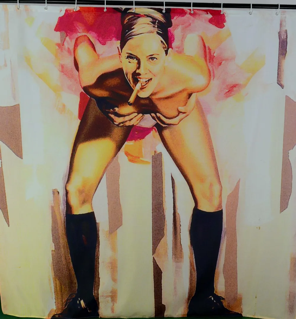 3D сексуальная девушка дым сигарета ванная душ шторы Водонепроницаемый полиэстер