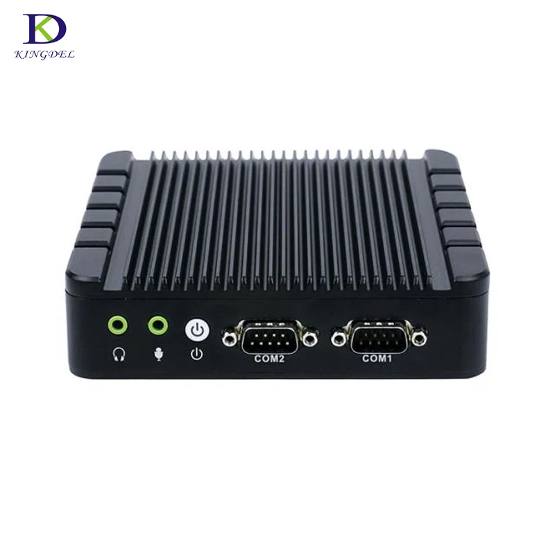 Безвентиляторный промышленный компьютер 2 * COM с windows 7 LAN HDMI Intel Quad Core Celeron J3455 Mini PC Plus