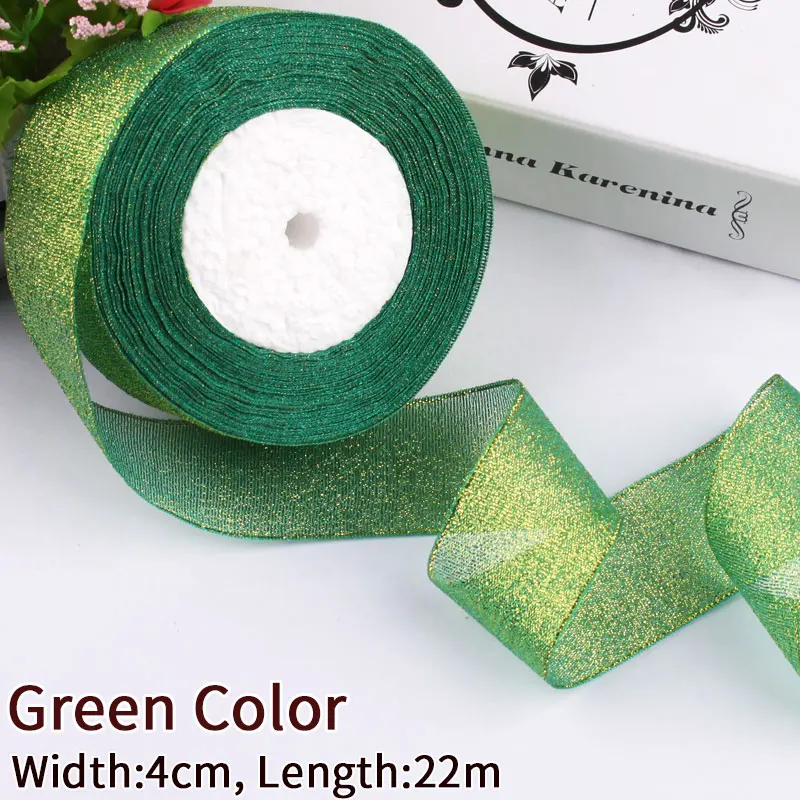 Green Color 4 см для изготовления банта или розово-Красного пояса для выпечки золотого, серебряного цвета, блестящая металлическая лента для выпечки, упаковочная лента для упаковки в подарочную коробку, посылка - Цвет: Green Color