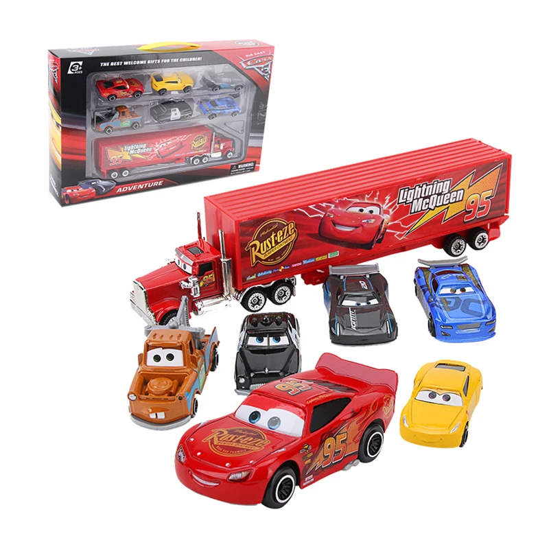 7 шт./компл. Disney Pixar Машинки 3 игрушечных машин Lightning McQueen грузовик Storm Jackson Mater литье