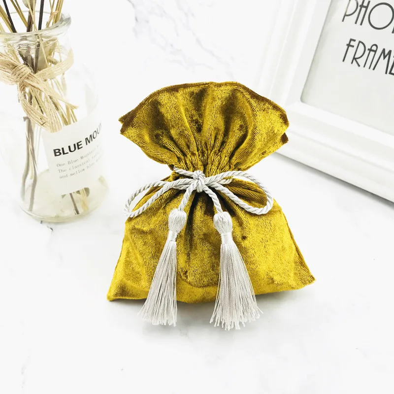 Gold Gray 9,5x12 см фиолетовые золотые бархатные сумки на шнурке с кисточками бежевые золотые свадебные бархатные сумки для конфет изысканные сумки для упаковки ювелирных изделий - Цвет: Gold Gray