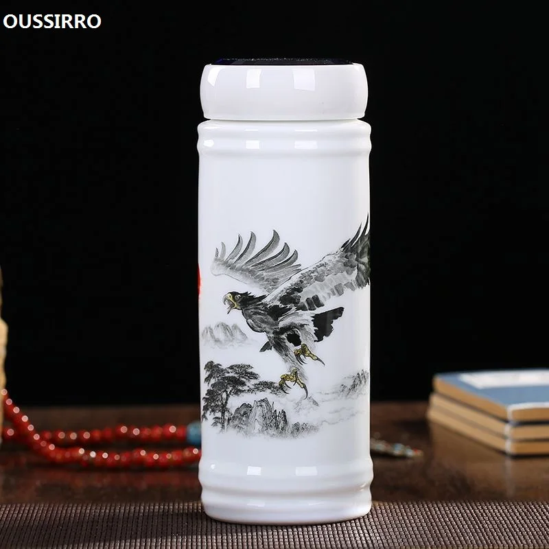 Портативный двухслойный керамический термос Jingdezhen дорожные вакуумные