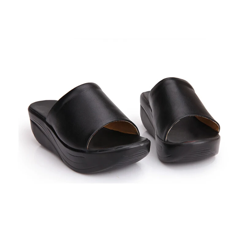 BEYARNENew 2019 Summer flip flops women Platform Sandals Women's Wedges genuine leather open toe Shoes Slippers plus size 35-43 | Обувь