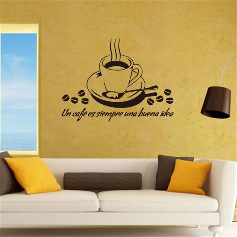 IDFIAF кофе Цитата наклейки на стену кофейная чашка кофейные зерна домашний Декор