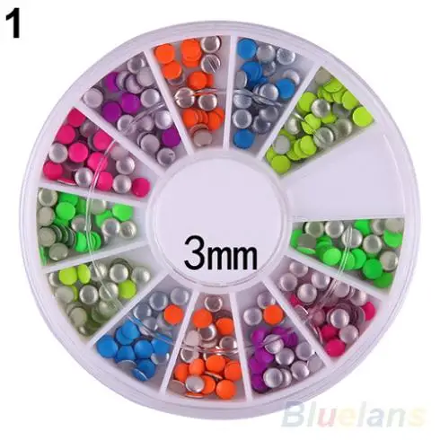 6 Colors 2-3mm Neon Rivet Round Metal Stud Rhinestone Fashion Nail Art DIY Decoration 6Q1I 7H1K | Красота и здоровье