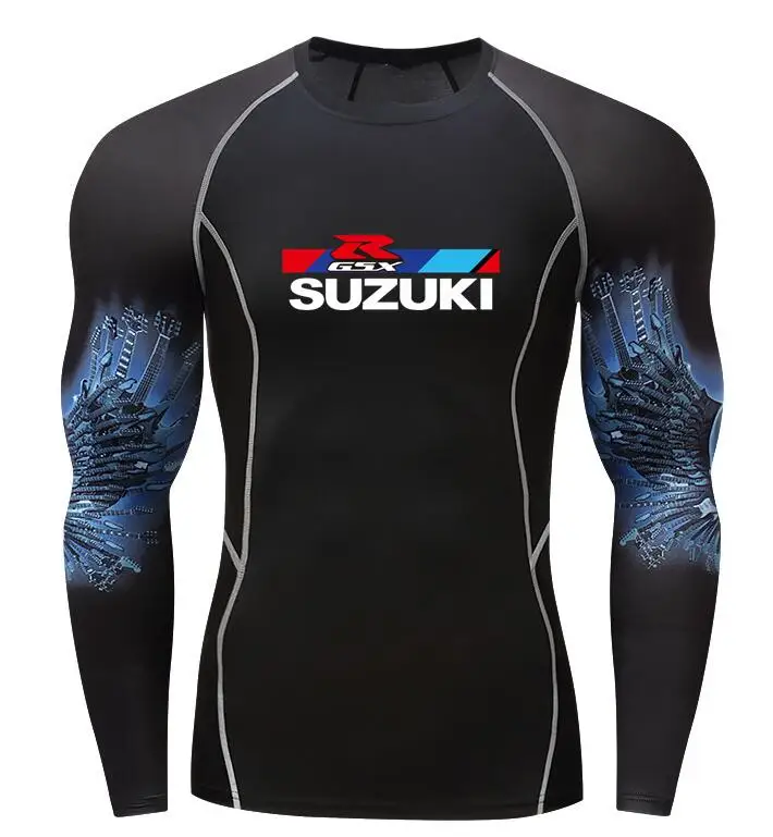 Мотоцикл SUZUKI R GSXSUZUKI GSX Футболка с принтом компрессионные рубашки 3D подростковый