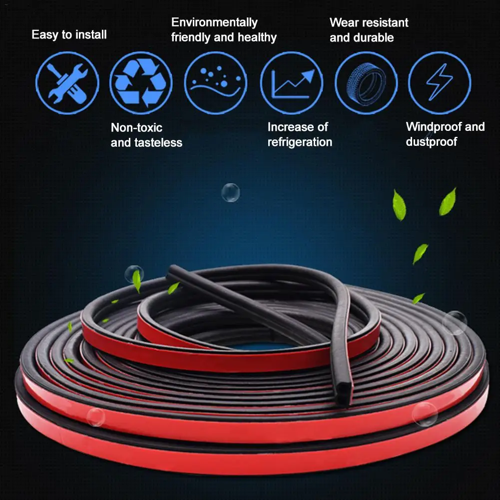 

5M10M Car Door Seal Strips Sticker B Type Weatherstrip Car Rubber Seal Sound Insulation Sealing Automobiles Interior Accessories