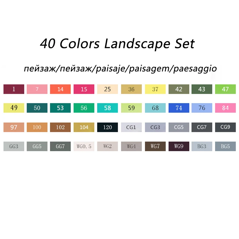 40 Landscape Set TOUCHNEW 80 цветов Эскиз Маркер двуглавый алкоголь жирный знак студентов Дизайн Ручная роспись искусство маркер школьные принадлежности - Цвет: 40 Landscape Set