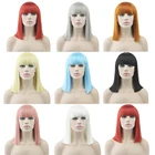 Soowee 8 цветов короткие прямые термостойкие синтетические волосы парик серый красный черный натуральный волос женские вечерние парики для косплея