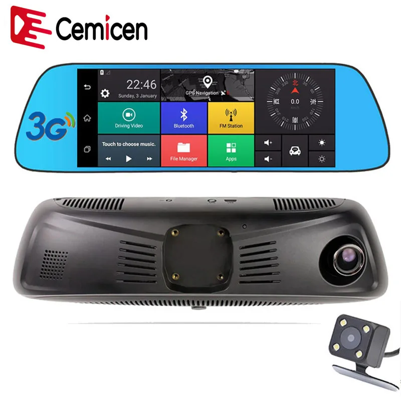 Автомобильный видеорегистратор Cemicen 7 дюймов 3G Android 5 1 Автомобильное зеркало