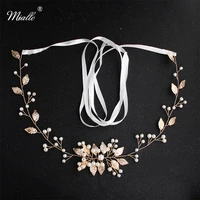miallo newest gold flowers sash wedding belts sashes bridal pearls wedding women dress accessories