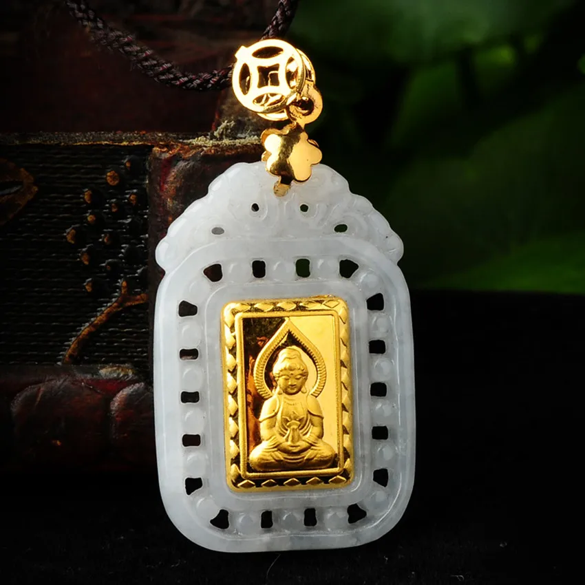 2018 new fashion lucky goddess of mercy Buddha stone pendant necklace quality is very good/ | Украшения и аксессуары