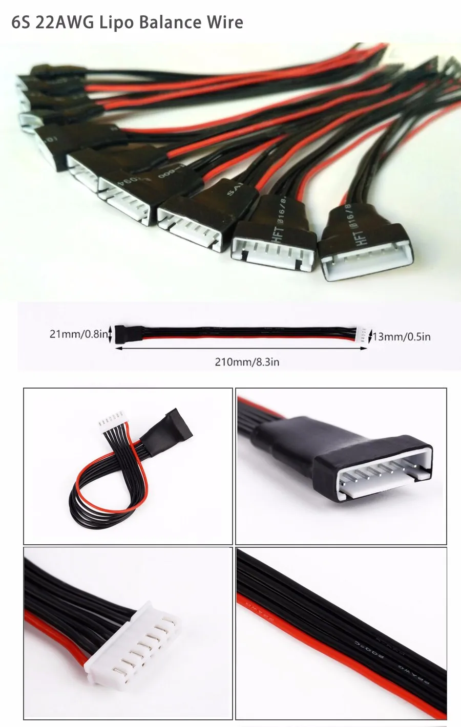 10 шт./лот 20 см 22AWG Li-Po батарея баланс зарядки удлинитель Кабель 2S 3S 4S 5S 6S для RC Lipo батарея