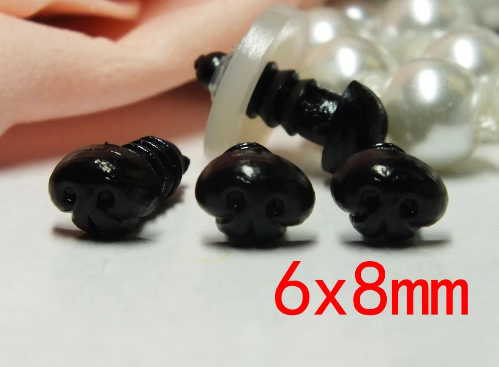 Бесплатная доставка! 6x8 мм черный пластиковый нос мягкие животные Noses Amigurumi