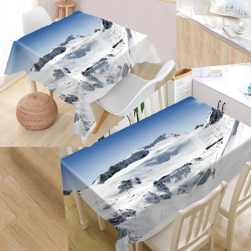Custom Snow Pattern Tablecloth Waterproof Oilproof Rectangular Home Wedding Textiles | Дом и сад