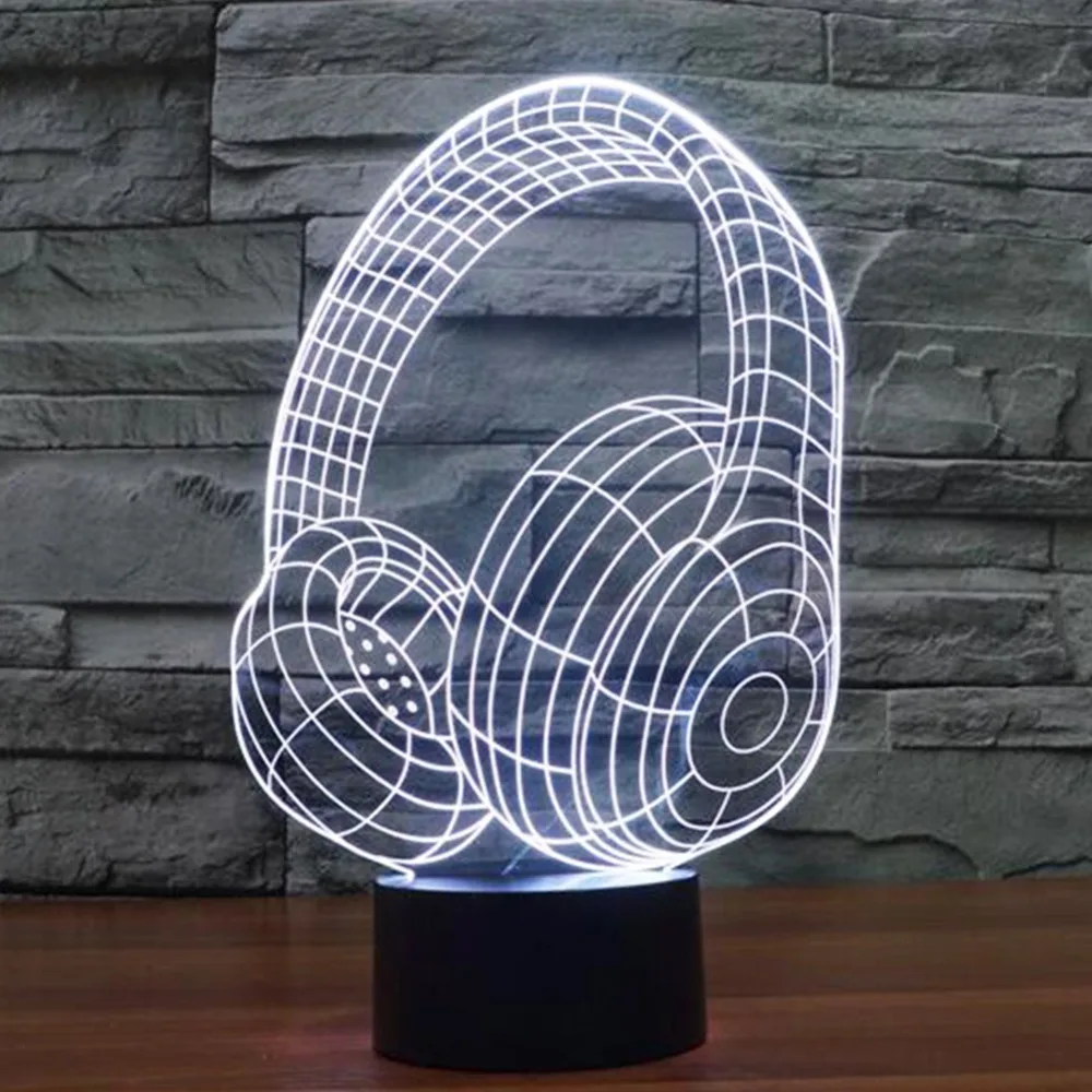 3D DJ наушники иллюзия светодиодный USB светильник студийная Музыкальная гарнитура