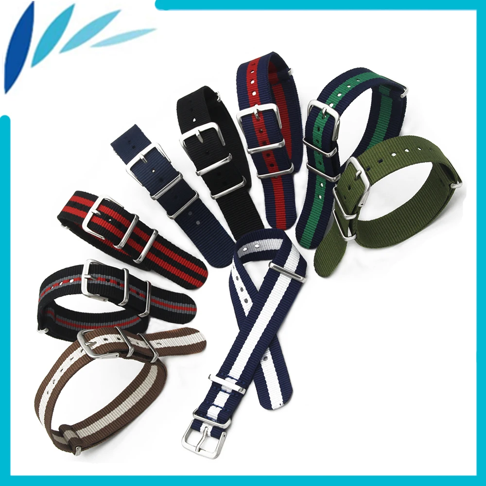 

Nylon Watch Band 18mm 20mm for Movado Watchband Stainless Steel Pin Buckle Strap Wrist Loop Belt Bracelet Black Brown Green Red