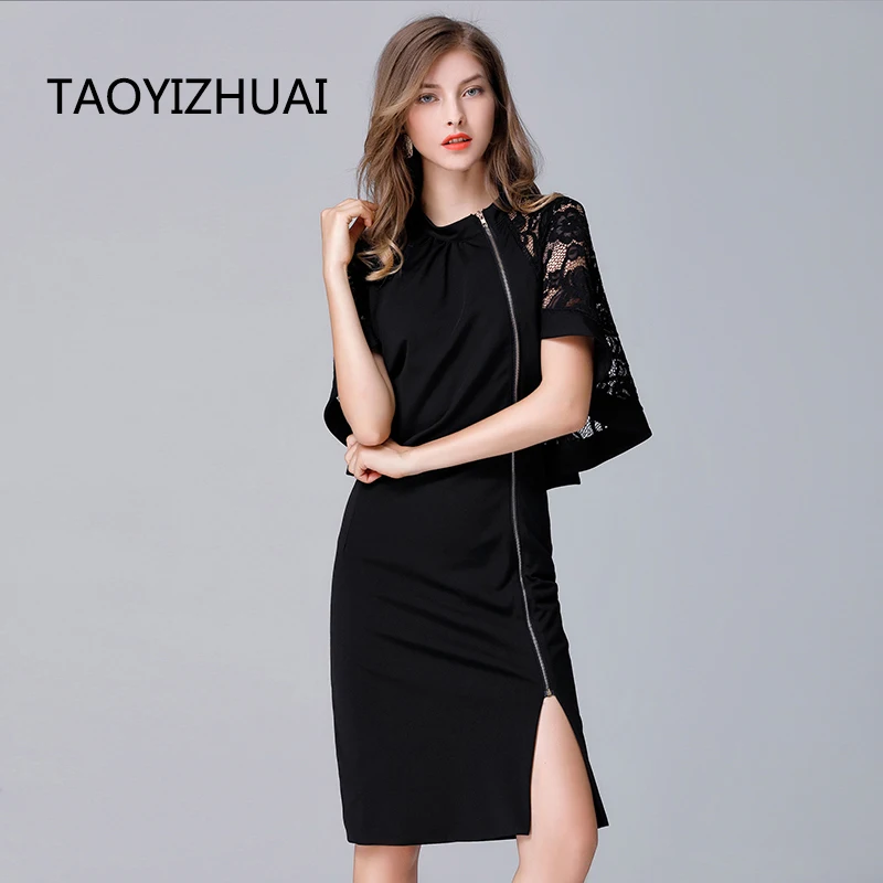Женское асимметричное платье TAOYIZHUAI повседневное черное большого размера на