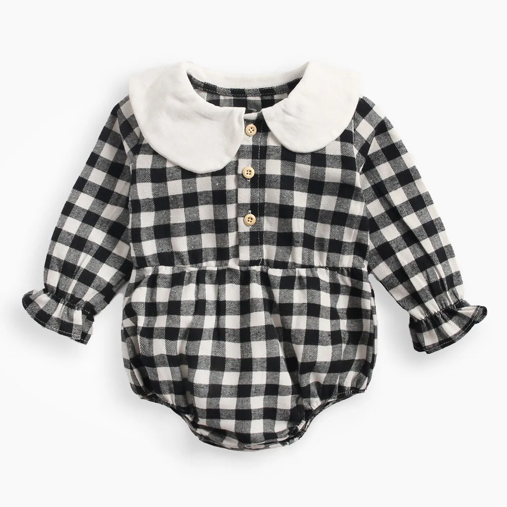 Baby clothes 2019 Spring plaid Romper Onesies Doll Collar Newborn Clothes New born Girl | Детская одежда и обувь