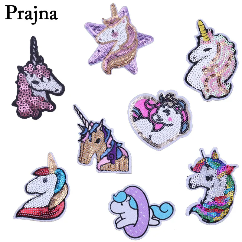 Prajna с единорогом блестки вышивка патчи утюгом на деликатный ручной стиль для