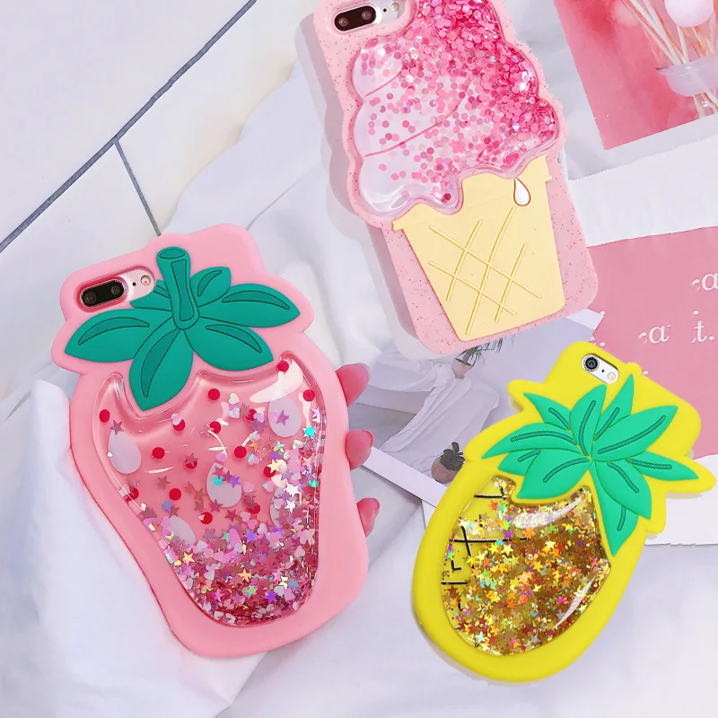 Для iPhone 11 Pro Max X XS XR 8 7 6 6S Plus чехол Ананас мороженое Фламинго радуга звезда Блеск каскады Мягкий силиконовый чехол