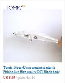Tomic 10 шт. Магнитный вес 130 мм пустой корпус морская наживка DIY Неокрашенная приманки из твердого пластика погремушка гольян