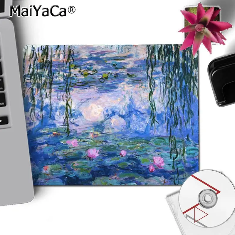 MaiYaCa Monet сад Лотос маленький игровой коврик для мыши Настольный коврик игровой коврик для мыши для ПК ноутбук - Цвет: No Lock Edge18x22cm