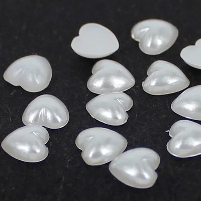 

White color Glue on Half Heart Acrylic Imitation Flatback Pearl Beads for Jewelry Making /Nail Art /Phone Gel Polish Decoration