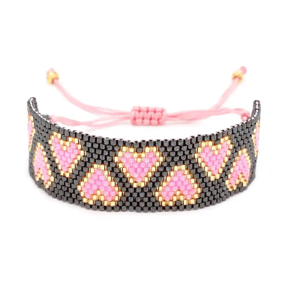 MI-B190084A Jewelry Go2boho браслет Женские Розовые ювелирные изделия Perles MIYUKI Pulseras Mujer браслеты с манжетами в форме сердца из натурального золота ручной работы - Окраска металла: MI-B190084A Jewelry