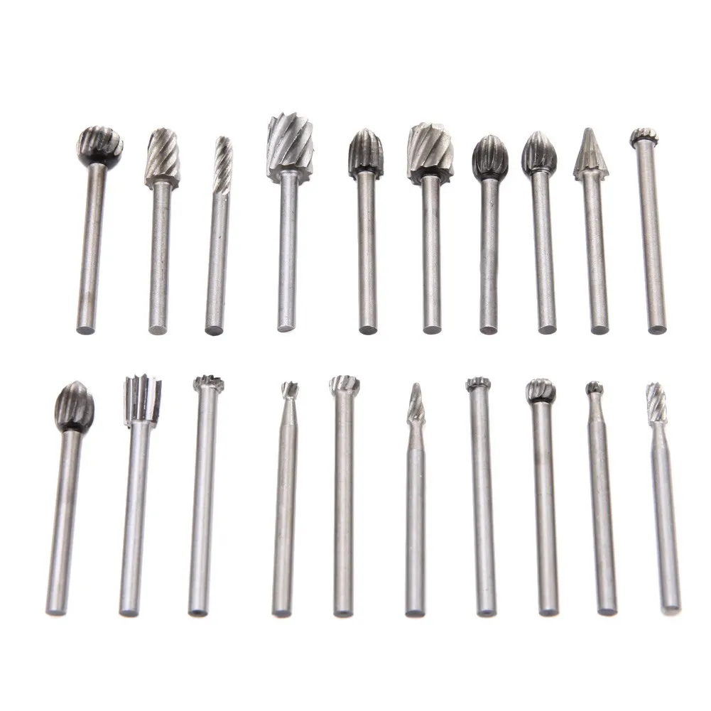 

20pcs/Set 3mm Shank HSS Dremel Routing Rotary Milling Cutter for Wood Woodworking Carving Carved Knife Cutter Tools Set