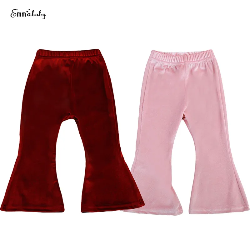Модные детские брюки Emmababy для маленьких девочек плотные однотонные с широкими