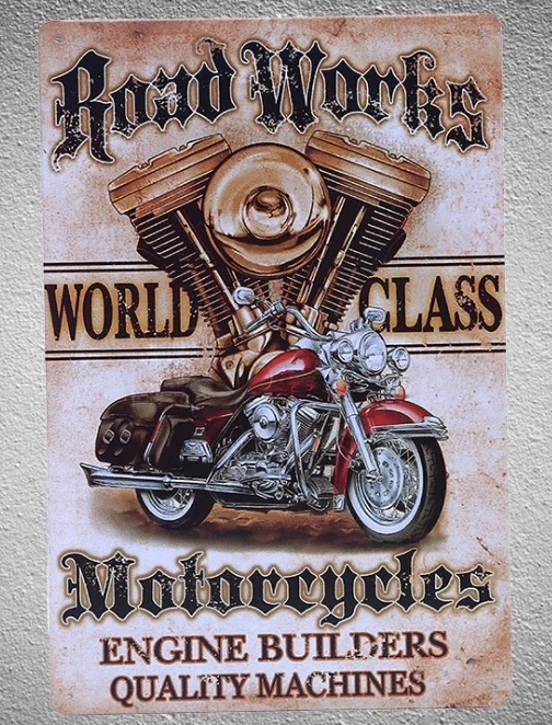 

1 piece Motorcycle Mechanic Engine Parts Road works Tin Plate Sign wall Room man cave Decoration Art Dropshipping Poster metal