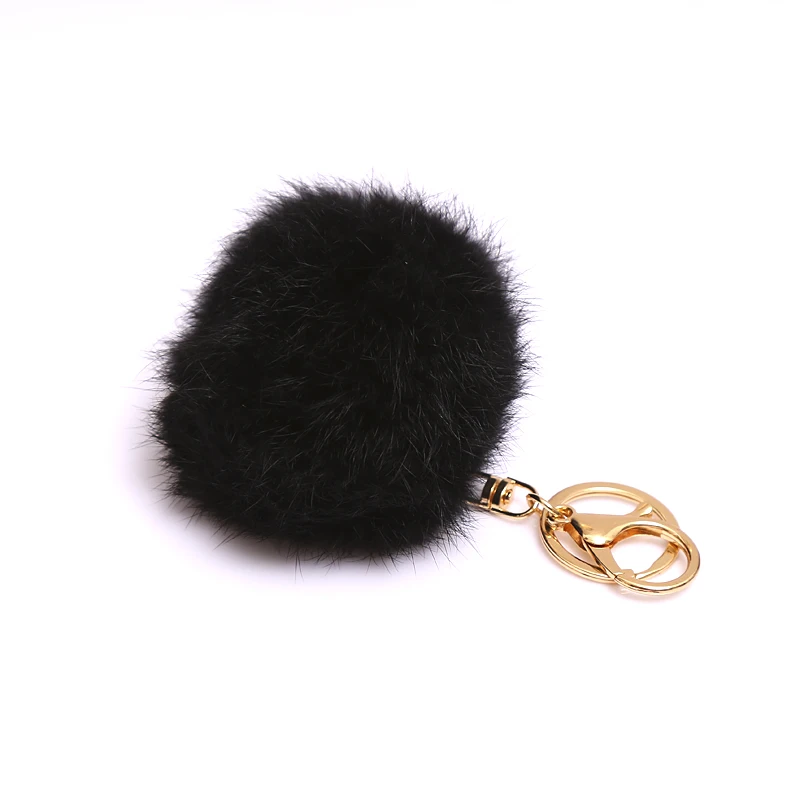 Брелок с шариком из натурального кроличьего меха 15 цветов 8 см подарок на день