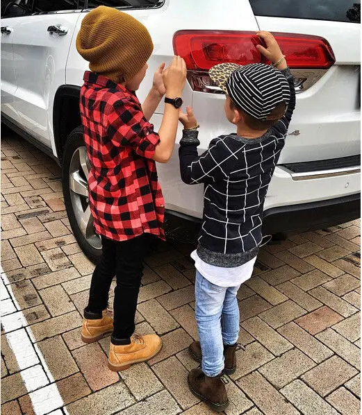 Хлопковая клетчатая рубашка для маленьких девочек детская красная блузка