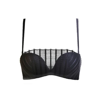 Black Bra No Panties Беспроводной сексуальный пуш-ап бюстгальтер для маленькой груди бесшовный бюстгальтер без косточек женский кружевной бюстгальтер и трусики наборы Дамский бюстгальтер нижнее белье - Цвет: Black Bra No Panties