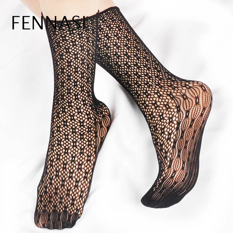 FENNASI 2 пары корейские черные тонкие нейлоновые сетчатые женские носки Модные