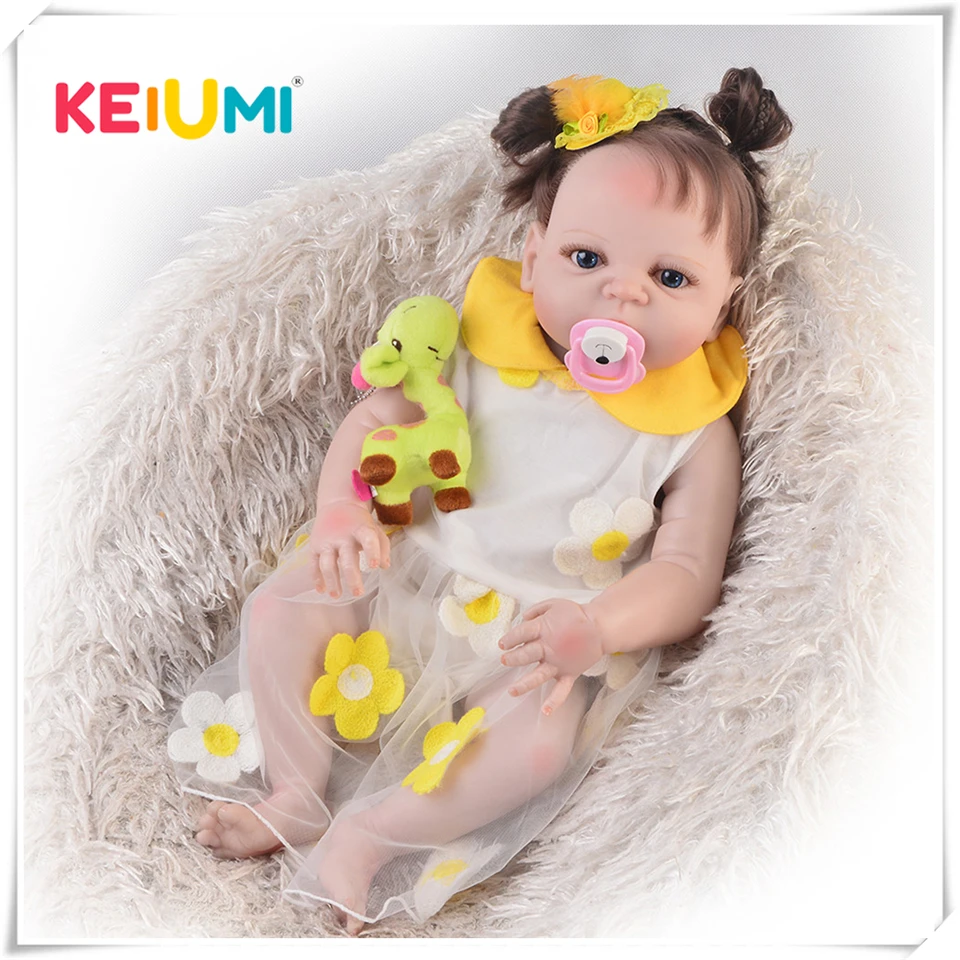 KEIUMI 23 дюймов Реалистичная кукла Reborn Baby 57 см полное виниловое тело прекрасная Bebe