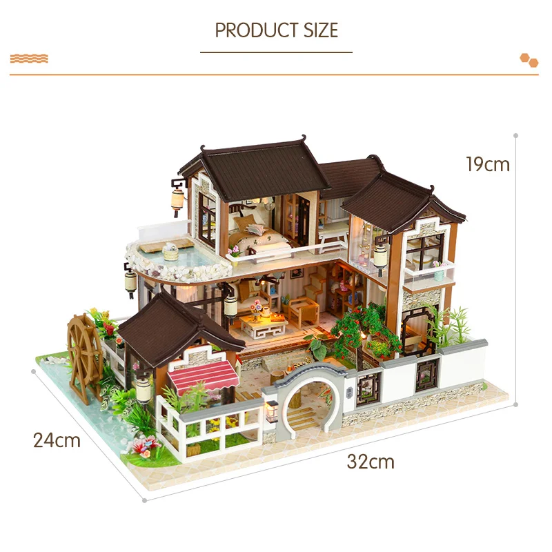 

DIY Dollhouse Miniature Doll House With Furniture Vintage Building Kits 3D House For Dolls Toys For Children Birthday Gift